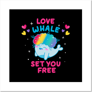 Cute Rainbow Pride Whale Pun Design Posters and Art